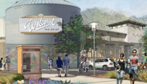 Hutto Rendering, The Co-Op District Rendering, The Co-Op District, Silos, The Co-Op, Hutto, Hutto Texas, Rendering, Shopping, Entertainment, Food