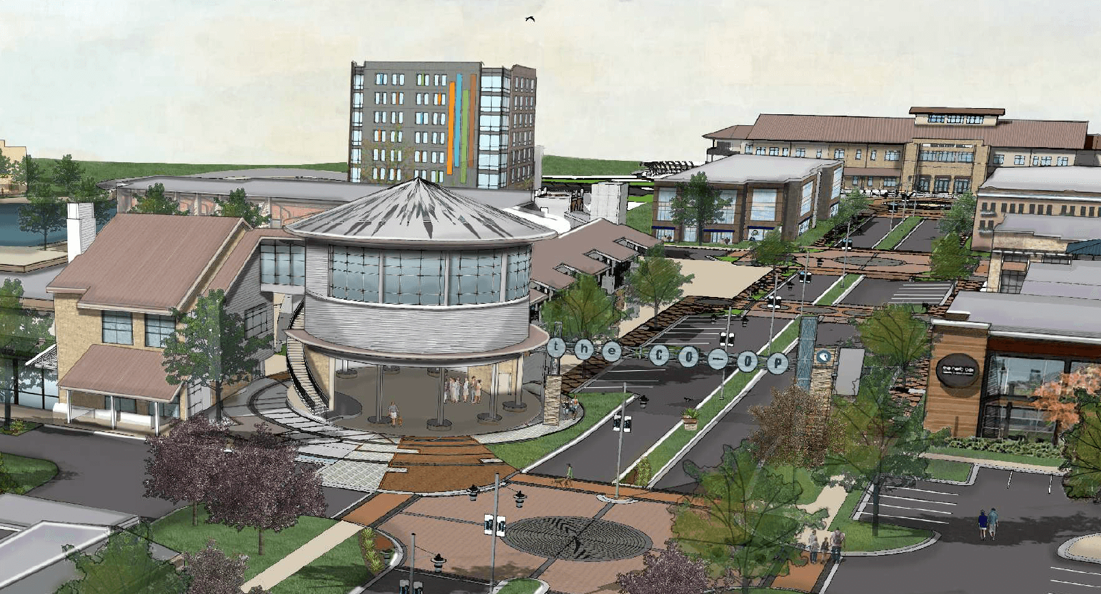 The Co-Op District, Rendering, The Co-Op District Landscape Designers, The Co-Op District, Silos, The Co-Op, Hutto, Hutto Texas, Shopping, Entertainment, Food
